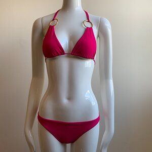 Sauvage california hot pink gold ring triangle top bikini